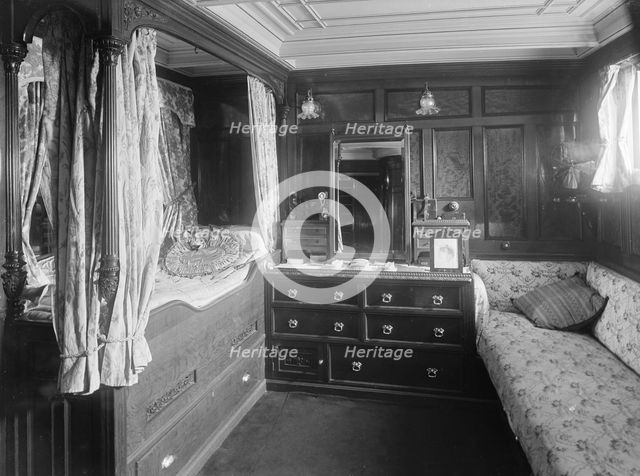 The owner's cabin on steam yacht 'Venetia', 1920. Creator: Kirk & Sons of Cowes.