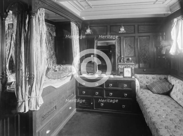 The owner's cabin on steam yacht 'Venetia', 1920. Creator: Kirk & Sons of Cowes.