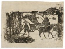 The Ox Cart, from the Suite of Late Wood-Block Prints, 1898/99. Creator: Paul Gauguin