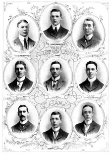The Oxford and Cambridge Boat-Race: the Cambridge Crew, 1898. Creator: Carl Hentschel
