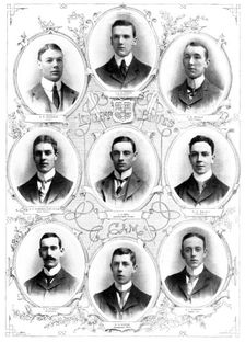 The Oxford and Cambridge Boat-Race: the Cambridge Crew, 1898. Creator: Carl Hentschel