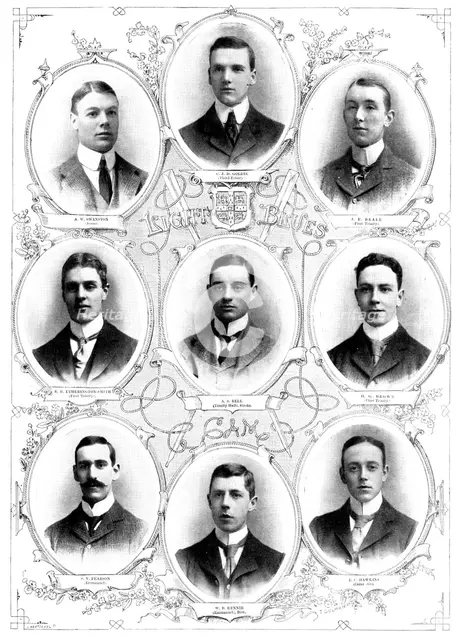 The Oxford and Cambridge Boat-Race: the Cambridge Crew, 1898. Creator: Carl Hentschel.