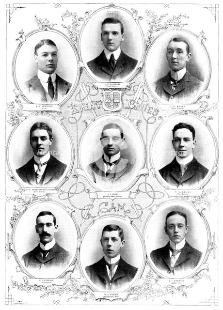 The Oxford and Cambridge Boat-Race: the Cambridge Crew, 1898. Creator: Carl Hentschel.