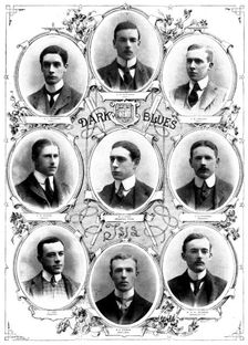 The Oxford and Cambridge Boat-Race: the Oxford Crew, 1898. Creator: Carl Hentschel