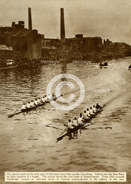 The Oxford and Cambridge Boat Race, London, 1923, (1935). Creator: Unknown.