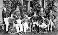 The Oxford and Cambridge Universities Boat-Race - the Oxford crew, 1890. Creators: Russell & Sons, George Meisenbach