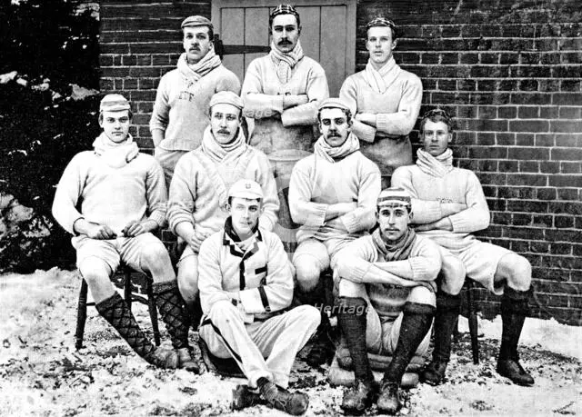 The Oxford and Cambridge Universities’ Boat-Race - the Cambridge crew, 1890. Creators: Stearn, George Meisenbach.