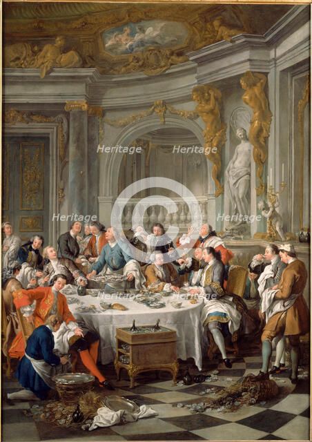 The Oyster Meal, 1735. Artist: Troy, Jean-François de (1679-1752)