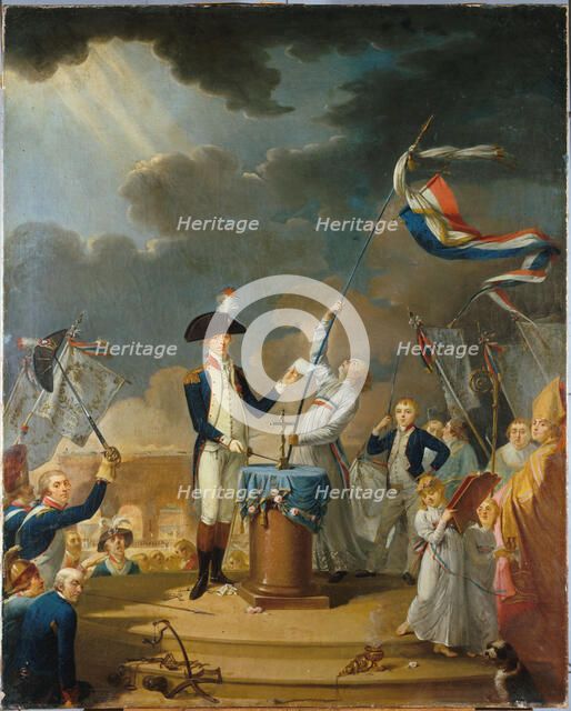 The Oath of Lafayette, at the Fete de la Federation, July 14, 1790, 1791. Creator: Jacques-Louis David.