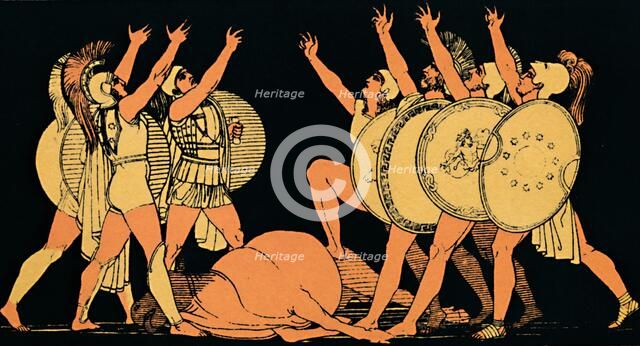 ''The Oath of the Seven Chiefs', 1880.  Artist: Flaxman.