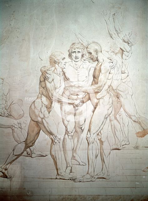 'The Oath of the Tennis Court' (unfinished), detail, 1791-1792. Artist: Jacques-Louis David