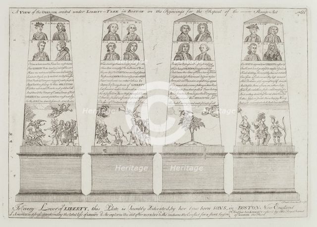 The Obelisk under the Liberty Tree, Boston, 1766 (printed 1973). Creator: Paul Revere.