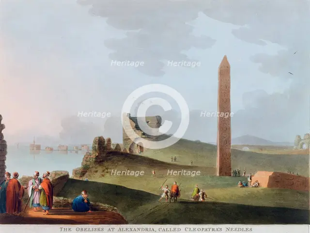'The Obelisks at Alexandria, called Cleopatra's Needles', Egypt, 1802. Creator: Thomas Milton.