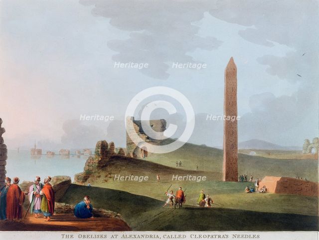 'The Obelisks at Alexandria, called Cleopatra's Needles', Egypt, 1802. Creator: Thomas Milton.