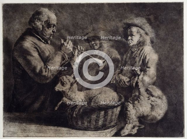 The Oboist. Artist: Boissieu, Jean-Jacques, de (1736-1810)
