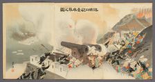 The Occupation of the Battery at Port Arthur (Ryojunko hodai nottori no zu), 1895. Creator: Ogata Gekko