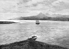The Ocean Depth Exploring Voyage: H.M.S. Challenger at anchor in Royal Sound, Kerguelen Land, 1874. Creator: Unknown