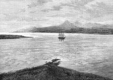 The Ocean Depth Exploring Voyage: H.M.S. Challenger at anchor in Royal Sound, Kerguelen Land, 1874. Creator: Unknown