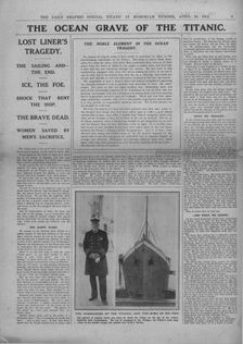 The Ocean Grave of the Titanic and photograph of Captain Edward Smith, April 20, 1912. Creator: Unknown