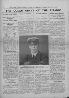 The Ocean Grave of the Titanic and photograph of Jack Phillips, April 20, 1912. Creator: Unknown