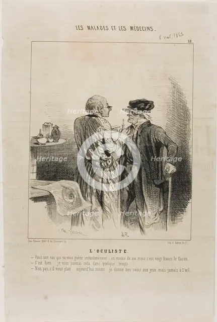 The Oculist (plate 18), 1843. Creator: Charles Emile Jacque.