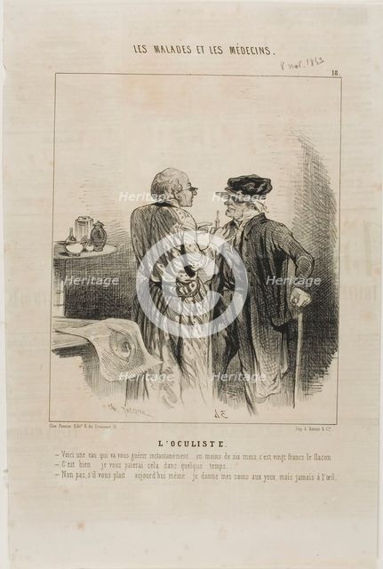 The Oculist (plate 18), 1843. Creator: Charles Emile Jacque.