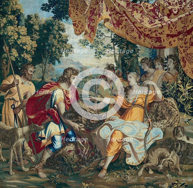 The Offering of the Boar's Head, from The Story of Meleager and Atalanta, Brussels, 1673/86.  Creator: Unknown.