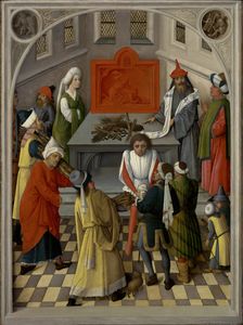 The offering of the jews, ca 1465. Artist: Master of the Gathering of Manna (active 1460-1470)