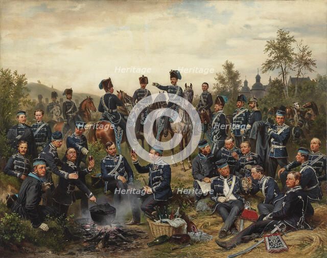 The officer corps of the 8th Royal Prussian Hussar Regiment, 1857. Creator: Camphausen, Wilhelm (1818-1885).