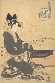The Oiran Hanaogi of Ogiya, from the series Six Jewel Rivers (Mutamagawa), ca. 1795-96. Creator: Kitagawa Utamaro