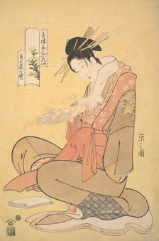 The Oiran Komurasaki of Kadotamaya Reading a Letter, ca. 1794. Creator: Hosoda Eishi
