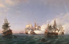 The "Öland" Fighting with English Men-of-War in 1704, 1870. Creator: Albert Berg
