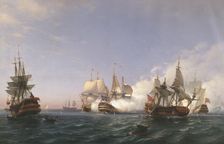 The "Öland" Fighting with English Men-of-War in 1704, 1870. Creator: Albert Berg