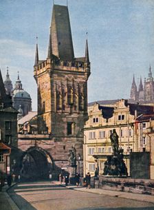 The Old Town end of the King Charles bridge, Prague, Czech Republic, 1943