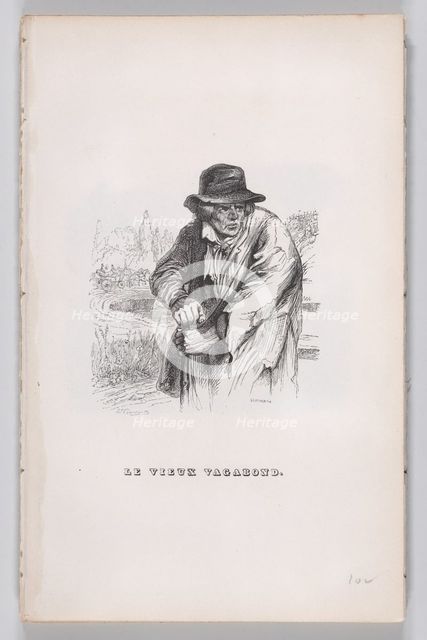 The Old Vagabond from The Complete Works of Béranger, 1836. Creator: Jean Ignace Isidore Gerard.