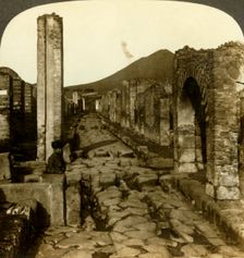 The old wheel tracks, street of Stabia (N.W.), Pompeii, Italy c1909. Creator: Unknown