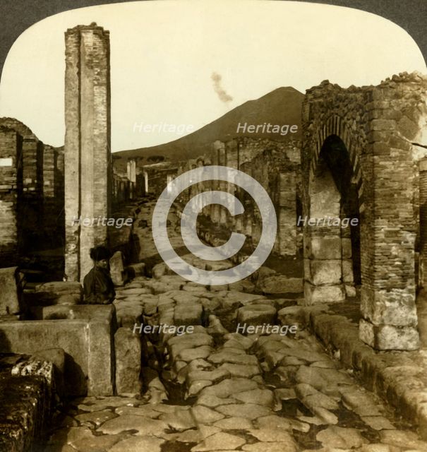 'The old wheel tracks, street of Stabia (N.W.), Pompeii, Italy', c1909. Creator: Unknown.