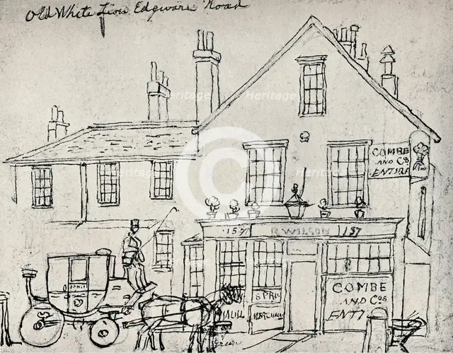 'The Old White Lion, Edgware Road', c1821. Artist: James Pollard.