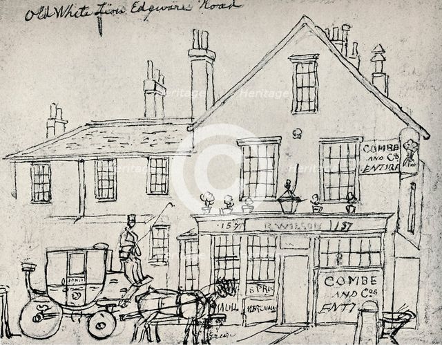 'The Old White Lion, Edgware Road', c1821. Artist: James Pollard.