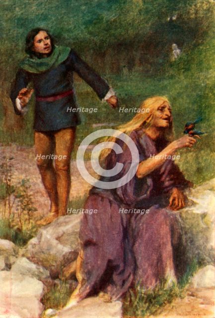 'The old woman was absorbed in playing with the bird', 1917. Creator: Unknown.