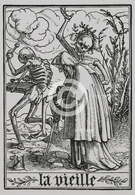 The Old Woman from "The Dance of Death", 1538, (1877).  Creator: Unknown.