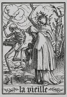 The Old Woman from "The Dance of Death", 1538, (1877). Creator: Unknown