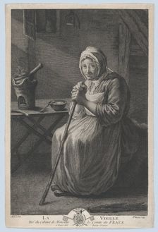 The Old Woman; from the Office of The Count of Vence, 1782-97. Creator: Pierre François Basan