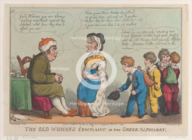 The Old Womans Complaint, or the Greek Alphabet, January 15, 1809., January 15, 1809. Creator: Thomas Rowlandson.
