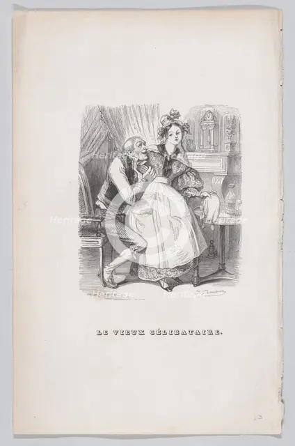 The Old Bachelor from The Complete Works of Béranger, 1836. Creators: Cesar-Auguste Hebert, Louis-Henri Brevière.