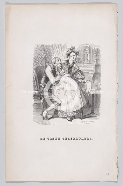 The Old Bachelor from The Complete Works of Béranger, 1836. Creators: Cesar-Auguste Hebert, Louis-Henri Brevière.