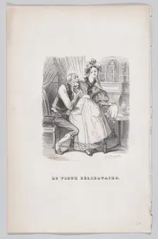 The Old Bachelor from The Complete Works of Béranger, 1836. Creators: Cesar-Auguste Hebert, Louis-Henri Brevière