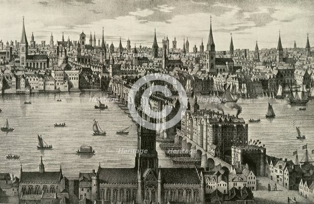 "The Old Bridge, The Only Bridge Over the Thames Until 1750, Stood for Six and a Half Cent...', 1937 Creator: Unknown.