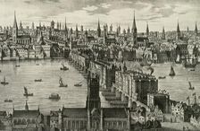 "The Old Bridge, The Only Bridge Over the Thames Until 1750, Stood for Six and a Half Cent... 1937 Creator: Unknown
