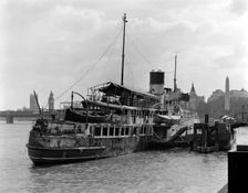 The Old Caledonia, derelict and fire damaged, Victoria Embankment, London, 1980. Artist: Paul Barkshire